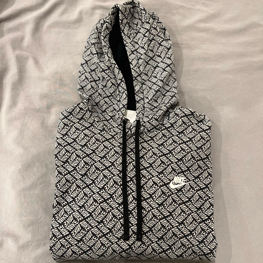 Nike Nsw Sports Essentials Aop Fleece Men's Hoodie Black-Grey